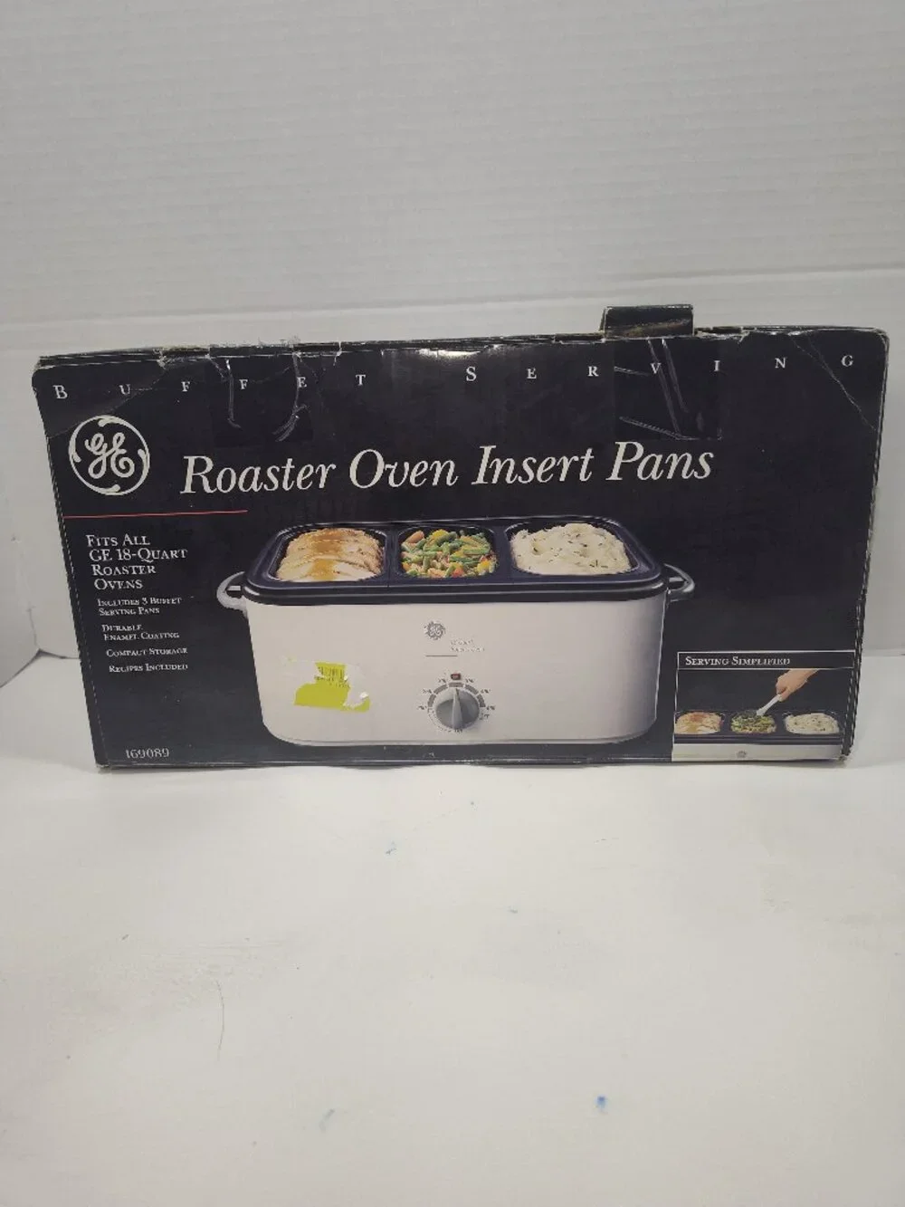 GE 169089 Roaster Oven Insert Pans 3 Buffet Serving Pans 18 Qt New Open Box